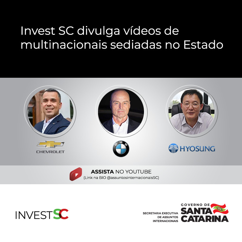 Invest SC divulga vídeos de multinacionais sediadas no Estado